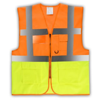 YOKO® Viz Promo Waistcoats Warnweste mit Taschen und Reißverschluss orange/gelb