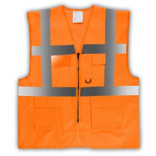 YOKO® Viz Promo Waistcoats Warnweste mit Taschen und Reißverschluss orange