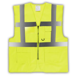 YOKO® Viz Promo Waistcoats Warnweste mit Taschen und Reißverschluss gelb