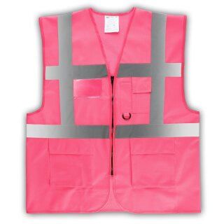 YOKO® Viz Promo Waistcoats Warnweste mit Taschen und Reißverschluss pink