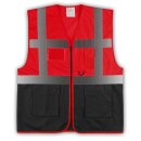 YOKO® Viz Promo Waistcoats Warnweste mit Taschen und Reißverschluss rot/schwarz