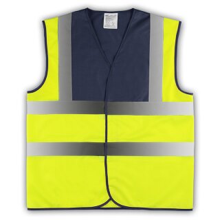 YOKO® High Visibility Funktionsweste Warnweste mit 4 Reflexstreifen navy/gelb