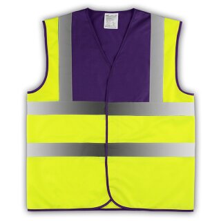 YOKO® High Visibility Funktionsweste Warnweste mit 4 Reflexstreifen lila/gelb