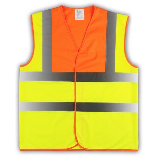 YOKO® High Visibility Funktionsweste Warnweste mit 4 Reflexstreifen orange/gelb