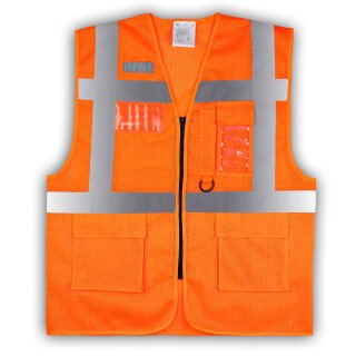 YOKO®  Open Mesh Waistcoats Mesh Warnweste mit Taschen und Reißverschluss orange