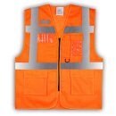 YOKO®  Open Mesh Waistcoats Mesh Warnweste mit Taschen und Reißverschluss orange