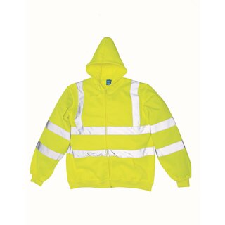 High Visibility Zip Hoodie - Warnschutz Pullover mit Reißverschluss gelb M