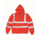 High Visibility Zip Hoodie - Warnschutz Pullover mit Reißverschluss orange XXL