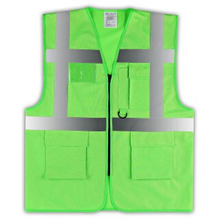 YOKO® Viz Promo Waistcoats Warnweste mit Taschen und Reißverschluss grün