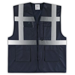 YOKO® Viz Promo Waistcoats Warnweste mit Taschen und Reißverschluss dunkelblau