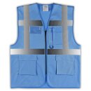 YOKO® Viz Promo Waistcoats Warnweste mit Taschen und Reißverschluss hellblau