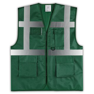 YOKO® Viz Promo Waistcoats Warnweste mit Taschen und Reißverschluss dunkelgrün