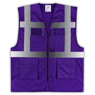 YOKO® Viz Promo Waistcoats Warnweste mit Taschen und Reißverschluss lila
