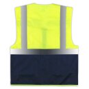 YOKO® Viz Promo Waistcoats Warnweste mit Taschen und Reißverschluss gelb/dunkelblau