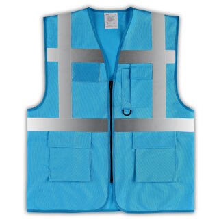 YOKO® Viz Promo Waistcoats Warnweste mit Taschen und Reißverschluss sapphire