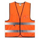 Warnweste mit Brusttasche und Ausweistasche orange