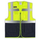 YOKO®  Open Mesh Waistcoats Mesh Warnweste mit Taschen und Reißverschluss gelb/navy