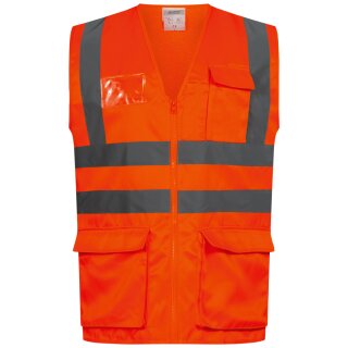 Baumwoll Textil-Warnweste mit Taschen + Reißverschluss orange *ANSGAR*
