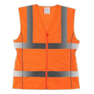 Ladies Damen Warnweste Mesh taillierter Schnitt orange