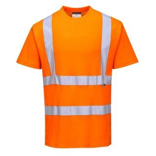 Baumwoll-Comfort-Warnschutz-Kurzarmshirt - orange