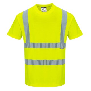 Baumwoll-Comfort-Warnschutz-Kurzarmshirt - gelb