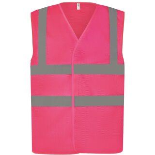 YOKO® MESH Gewebe Funktionsweste mit 4 Streifen Warnweste luftdurchlässig pink
