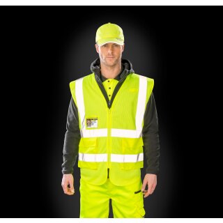 Result - Executive Cool MESH Safety Vest Warnweste mit Brusttasche und Reißverschluss gelb
