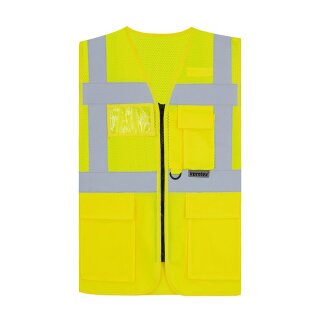 Korntex®  Open Mesh Multifunction Vest Athens Warnweste mit Taschen und Reißverschluss gelb