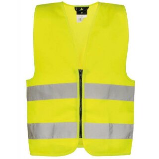 korntex® Kids´ Safety Vest With Zipper Aalborg Kinderwarnweste mit Reißverschluss gelb