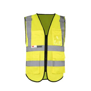 Korntex®  Premium Warnweste Multifunctional Executive Safety Vest Munich mit Taschen und Reißverschluss gelb