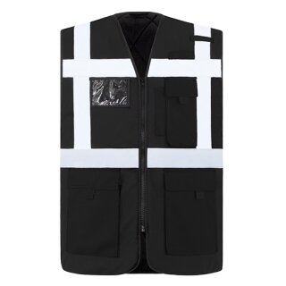 Padded Comfort Executive Safety Vest Wismar - gefütterte Warnweste mit Taschen und Reißverschluss schwarz
