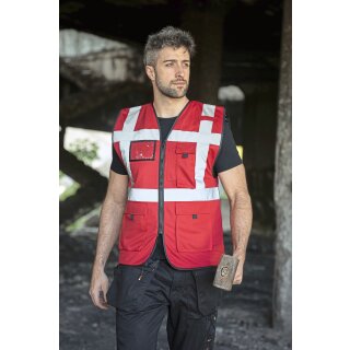 Padded Comfort Executive Safety Vest Wismar - gefütterte Warnweste mit Taschen und Reißverschluss rot