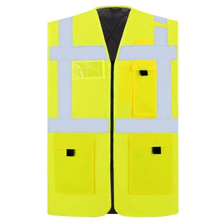 Padded Comfort Executive Safety Vest Wismar - gefütterte Warnweste mit Taschen und Reißverschluss gelb