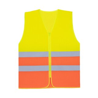 Korntex®  Comfort Mesh Safety Vest Rhodes CO² Neutral Sommer Warnweste mit Reißverschluss MESH Gewebe gelb/orange