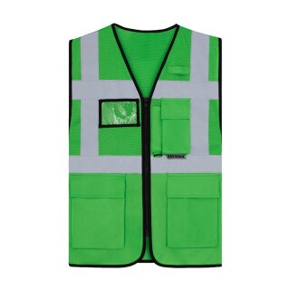 Korntex®  Open Mesh Multifunction Vest Athens Warnweste mit Taschen und Reißverschluss grün