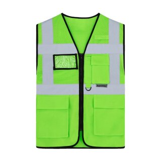 Korntex®  Open Mesh Multifunction Vest Athens Warnweste mit Taschen und Reißverschluss hellgrün