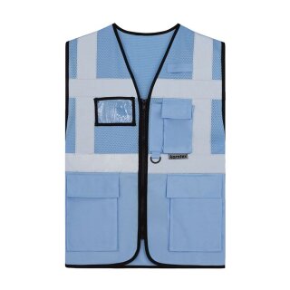 Korntex®  Open Mesh Multifunction Vest Athens Warnweste mit Taschen und Reißverschluss hellblau