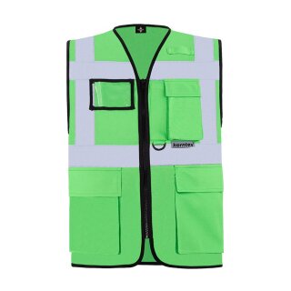 Korntex® Executive Safety Vest Berlin Waistcoats Warnweste mit Taschen und Reißverschluss grün