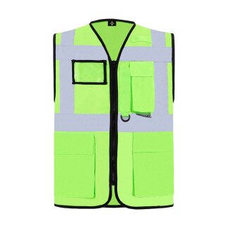 Korntex® Executive Safety Vest Berlin Waistcoats Warnweste mit Taschen und Reißverschluss hellgrün