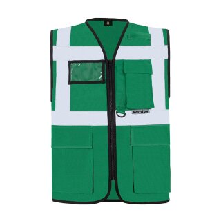 Korntex® Executive Safety Vest Berlin Waistcoats Warnweste mit Taschen und Reißverschluss waldgrün