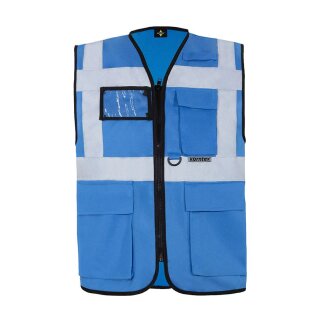 Korntex® Executive Safety Vest Berlin Waistcoats Warnweste mit Taschen und Reißverschluss blau