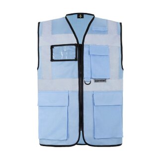 Korntex® Executive Safety Vest Berlin Waistcoats Warnweste mit Taschen und Reißverschluss hellblau
