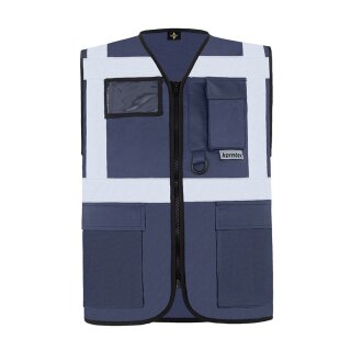 Korntex® Executive Safety Vest Berlin Waistcoats Warnweste mit Taschen und Reißverschluss Marineblau