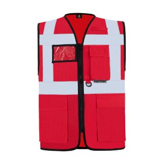 Korntex® Executive Safety Vest Berlin Waistcoats Warnweste mit Taschen und Reißverschluss rot