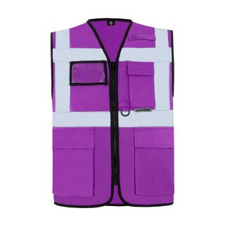 Korntex® Executive Safety Vest Berlin Waistcoats Warnweste mit Taschen und Reißverschluss violett