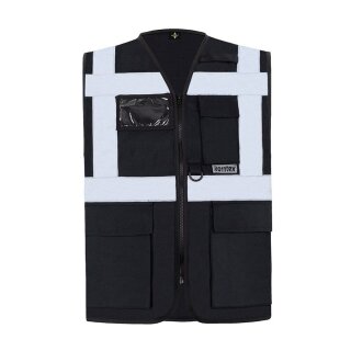Korntex® Executive Safety Vest Berlin Waistcoats Warnweste mit Taschen und Reißverschluss schwarz