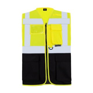 Korntex® Executive Safety Vest Berlin Waistcoats Warnweste mit Taschen und Reißverschluss gelb/schwarz